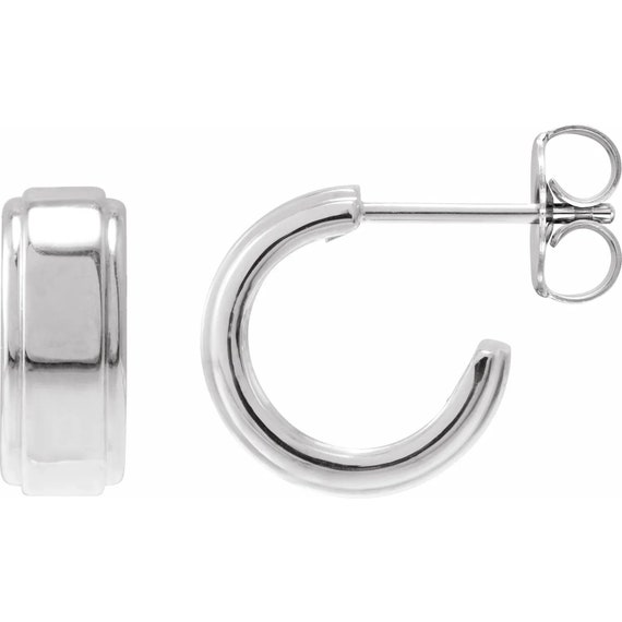 プラチナ PT950 11.4mmX4.5m 3段エッジフープポストピアス 1ペア