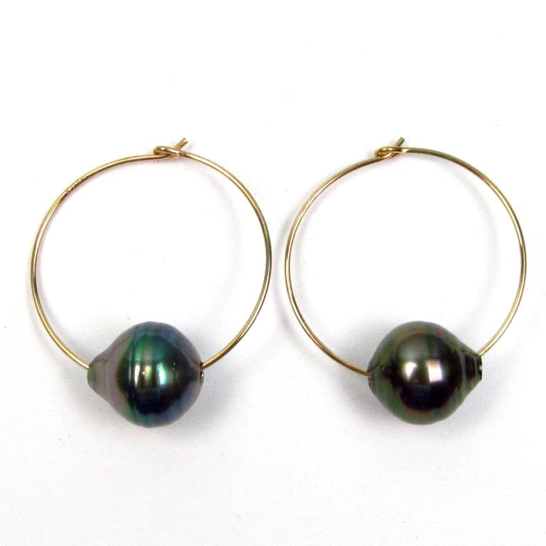 11-12mm Tahitian Black Pearl 925 Silver or Gold Filled Wire | Etsy