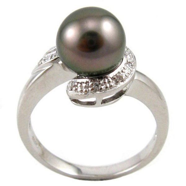 Top Quality 8.5-9mm Authentic Tahitian Black Pearl in 925 Sterling Silver