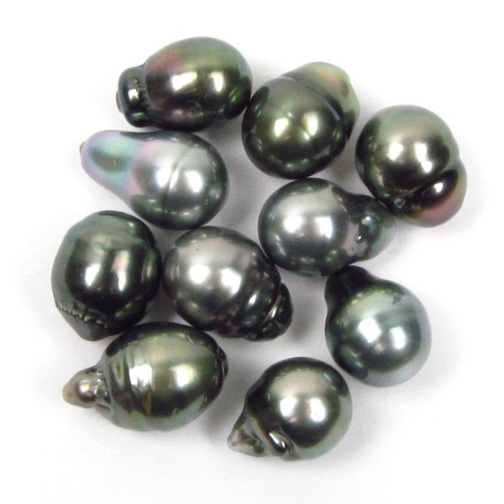 9-10 mm 穴なしルースバロックタヒチ黒/グリーンパール 10 個 - Etsy 日本