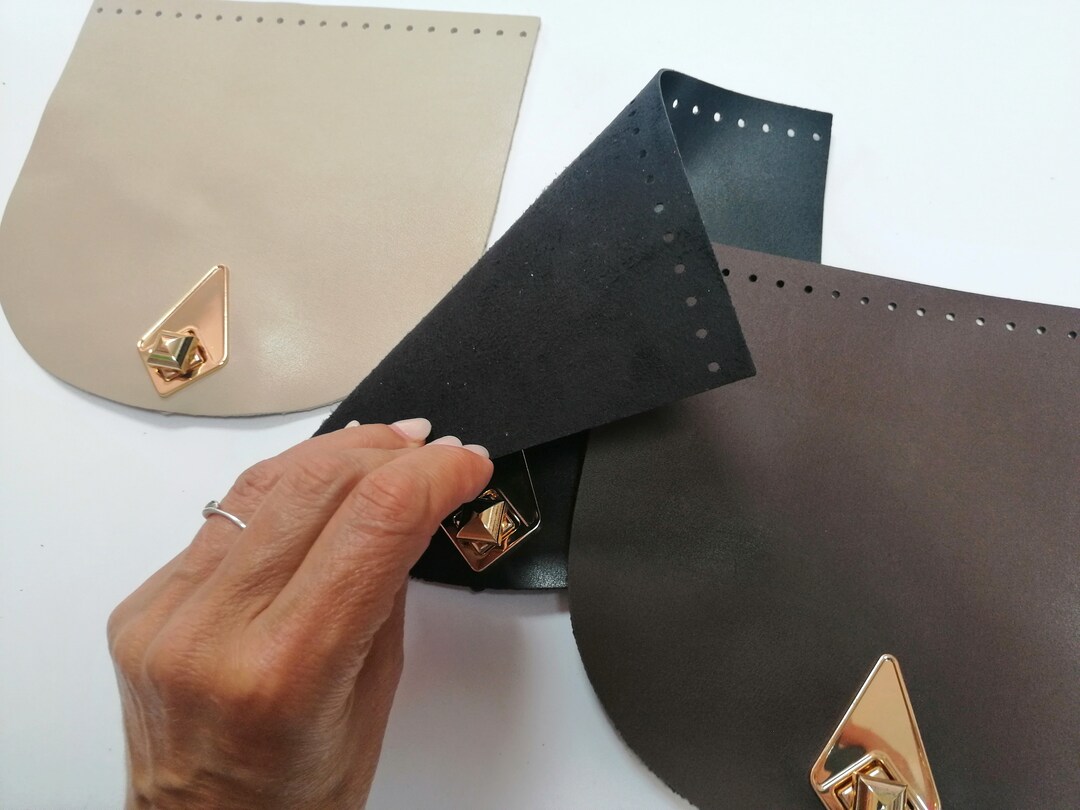 PU Leather Bag Flap and a Metal Fastener Vegan Rounded Purse Etsy