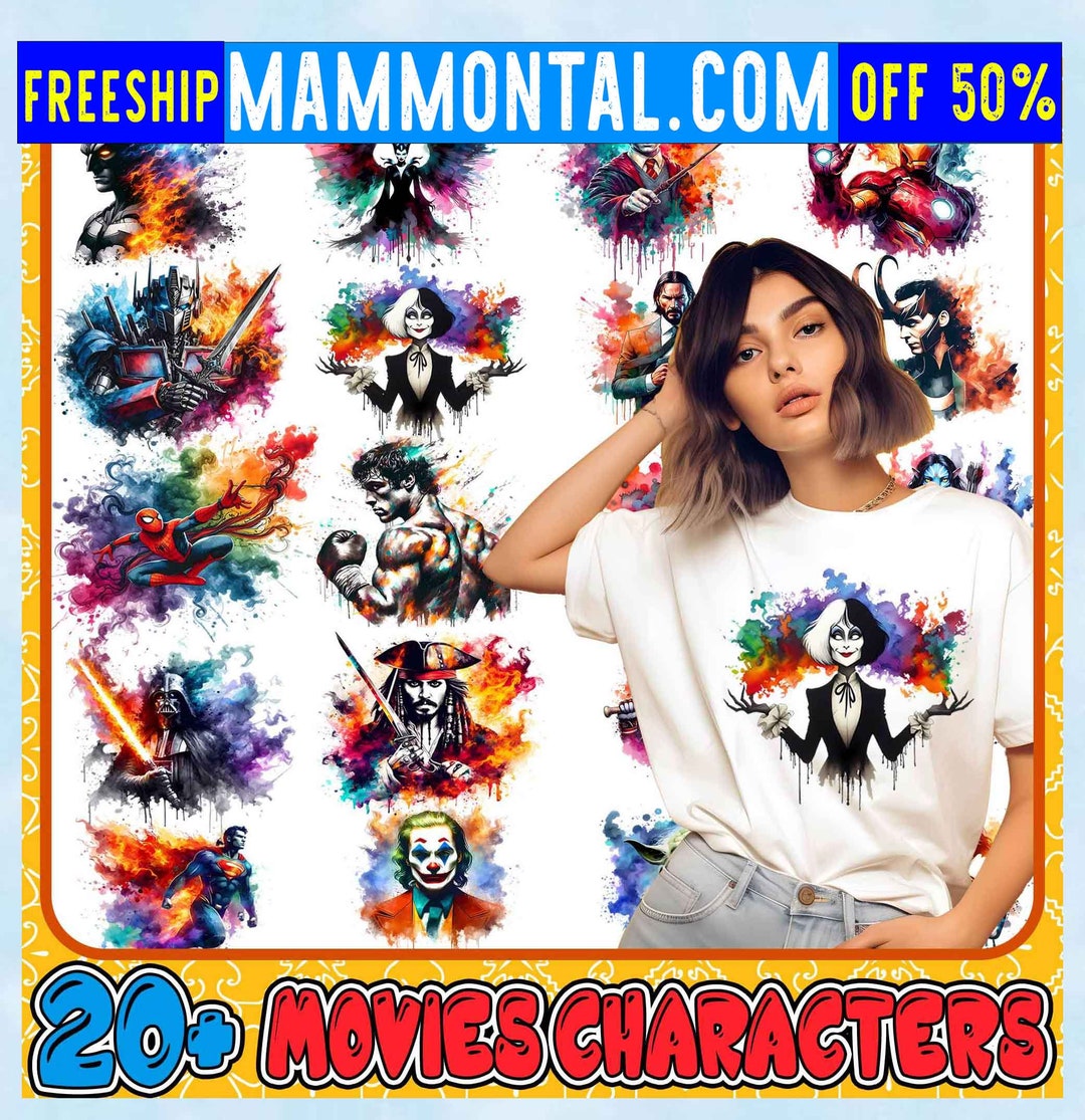 Mega Movie Characters Bundle, Watercolor, Movie Theater Clipart ...