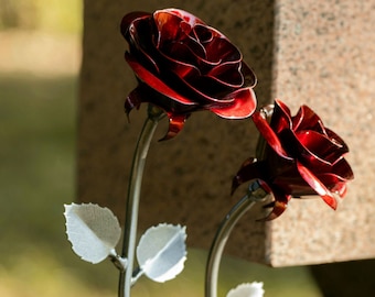 Memorial Steel Roses - Durable Cemetery Flowers to Honor Your Loved One