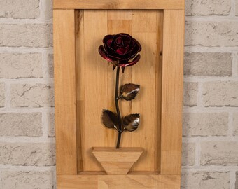 Personalized Gift - Framed Red Metal Rose for Iron 6th Anniversary