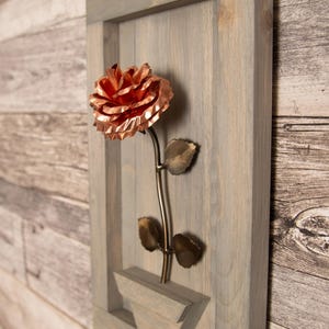 Personalized Gift - Framed Copper Metal Rose for 7th Anniversary