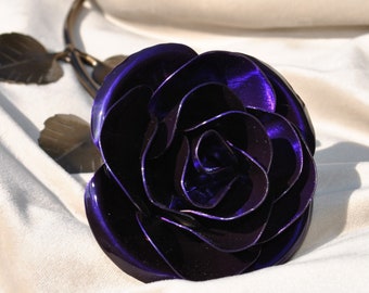 Personalized Gift - Hand Forged Purple Metal Rose - Christmas Gift for Mom - Iron Anniversary - 30th Birthday For Her - 50th Birthday Gift