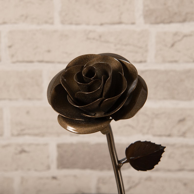 Personalized Gift Hand-Forged Bronze Metal Rose 8th Wedding Anniversary image 5