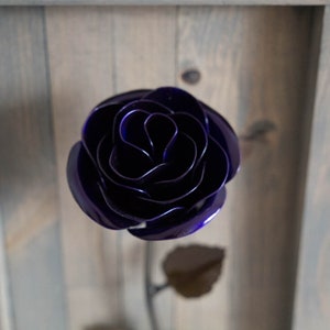 Personalized Gift Framed Purple Metal Rose for Iron 6th Anniversary image 3