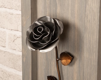 Personalisiertes Geschenk - Gerahmte Stahl Metall Rose zum 11