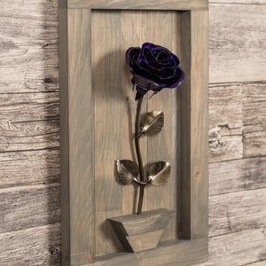 Personalized Gift Framed Purple Metal Rose for Iron 6th Anniversary image 1