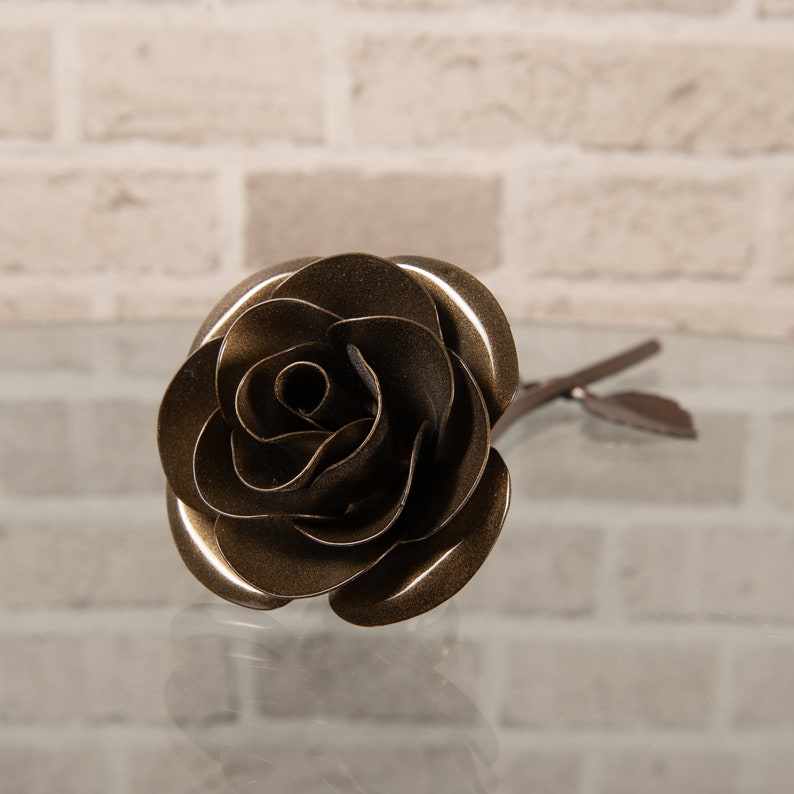 Personalized Gift Hand-Forged Bronze Metal Rose 8th Wedding Anniversary image 6