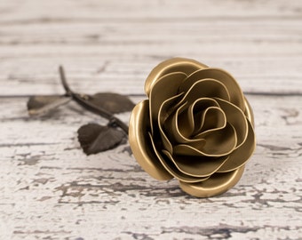 Personalized Gift - Gold Metal Rose for 50th Anniversary