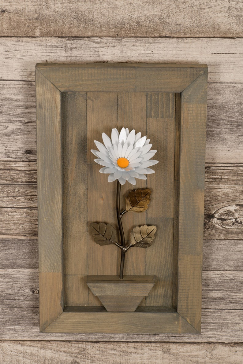 Personalized Gift Framed Metal Daisy for Iron 6th Anniversary image 3