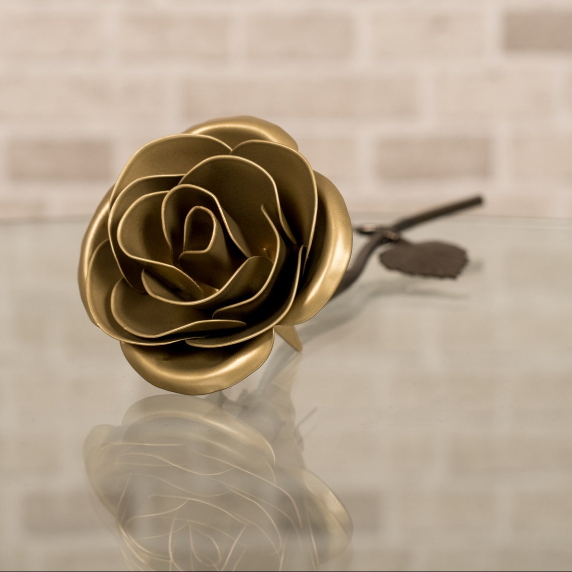 Gold Metal Rose 50th Wedding Anniversary Gift For Grandparents