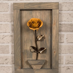 Personalized Gift Framed Yellow Metal Rose for Iron 6th Anniversary image 4