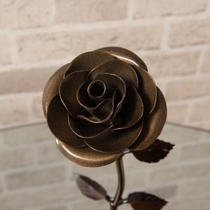 Personalized Gift Hand-Forged Bronze Metal Rose 8th Wedding Anniversary