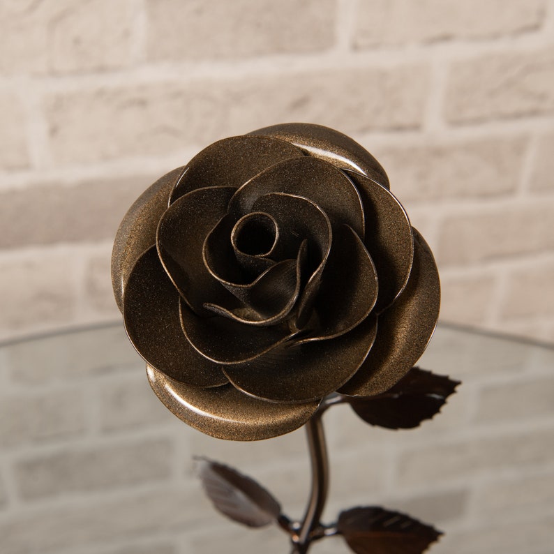 Personalized Gift Hand-Forged Bronze Metal Rose 8th Wedding Anniversary image 1