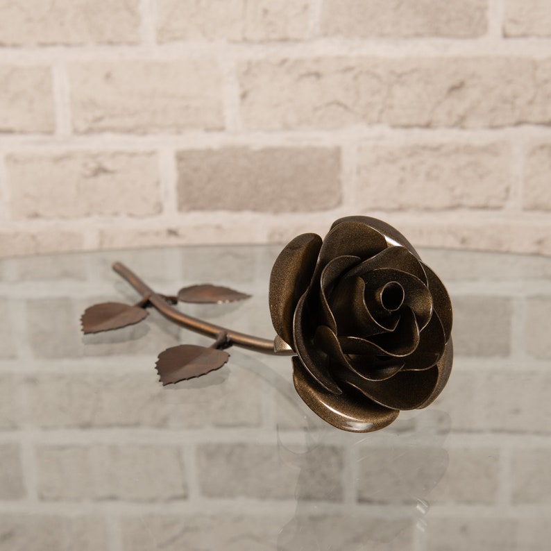 Personalized Gift Hand-Forged Bronze Metal Rose 8th Wedding Anniversary image 2
