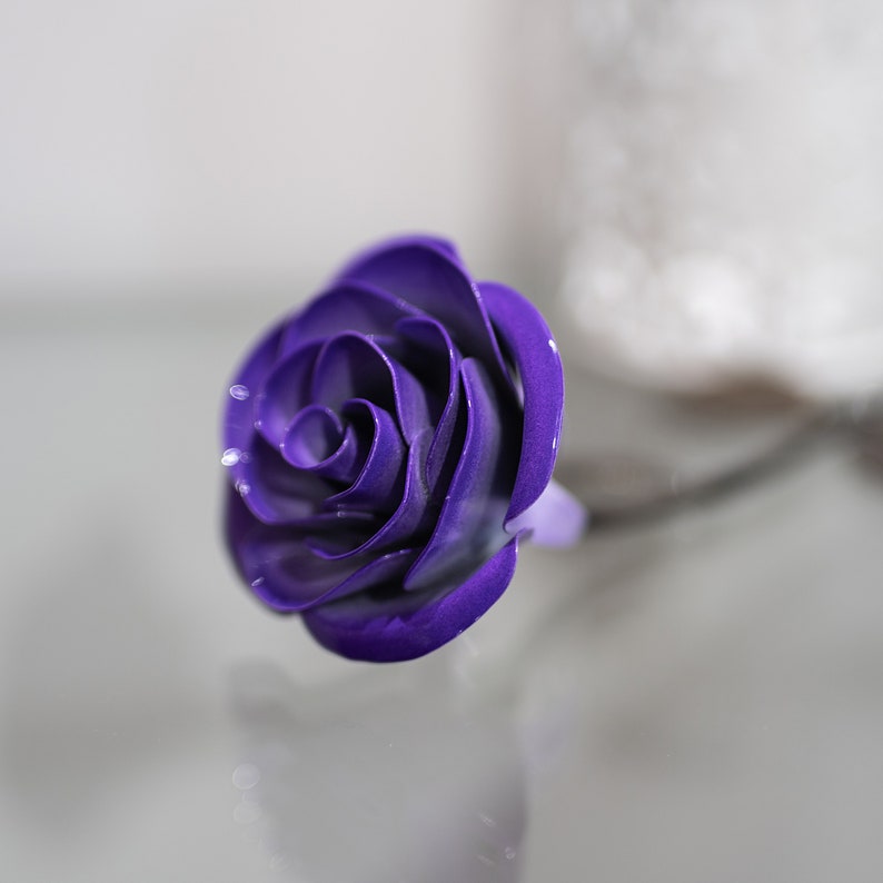 Personalized Gift Hand-Forged Purple & White Metal Rose Iron Anniversary 30th Birthday For Her 50th Birthday Gift image 6