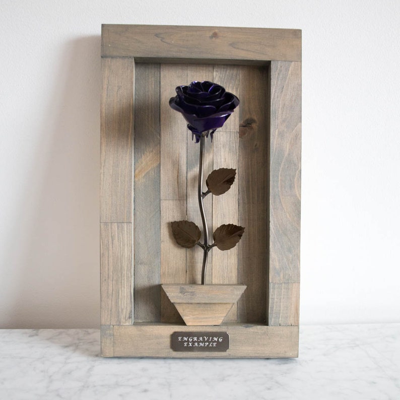 Personalized Gift Framed Purple Metal Rose for Iron 6th Anniversary image 9
