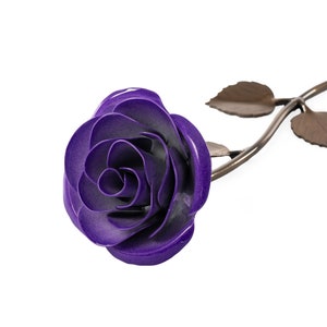 Personalized Gift Hand-Forged Purple & White Metal Rose Iron Anniversary 30th Birthday For Her 50th Birthday Gift image 9