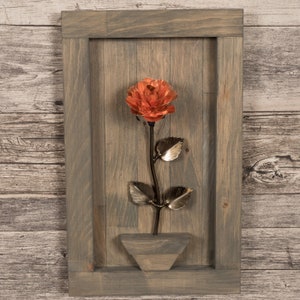 Personalized Gift Framed Copper Metal Rose for 7th Anniversary image 3