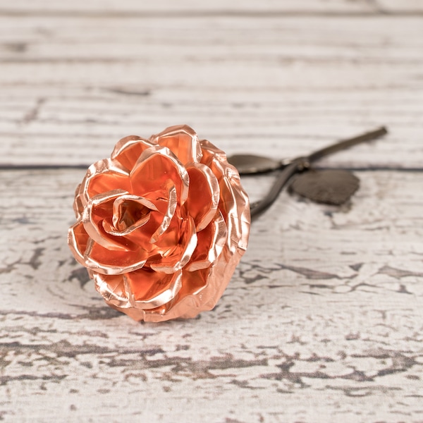 Rose cuivrée - Cadeau de mariage personnalisé pour le 7e anniversaire