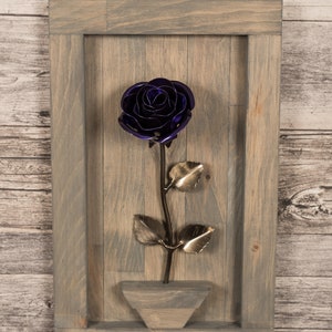 Personalized Gift Framed Purple Metal Rose for Iron 6th Anniversary image 5