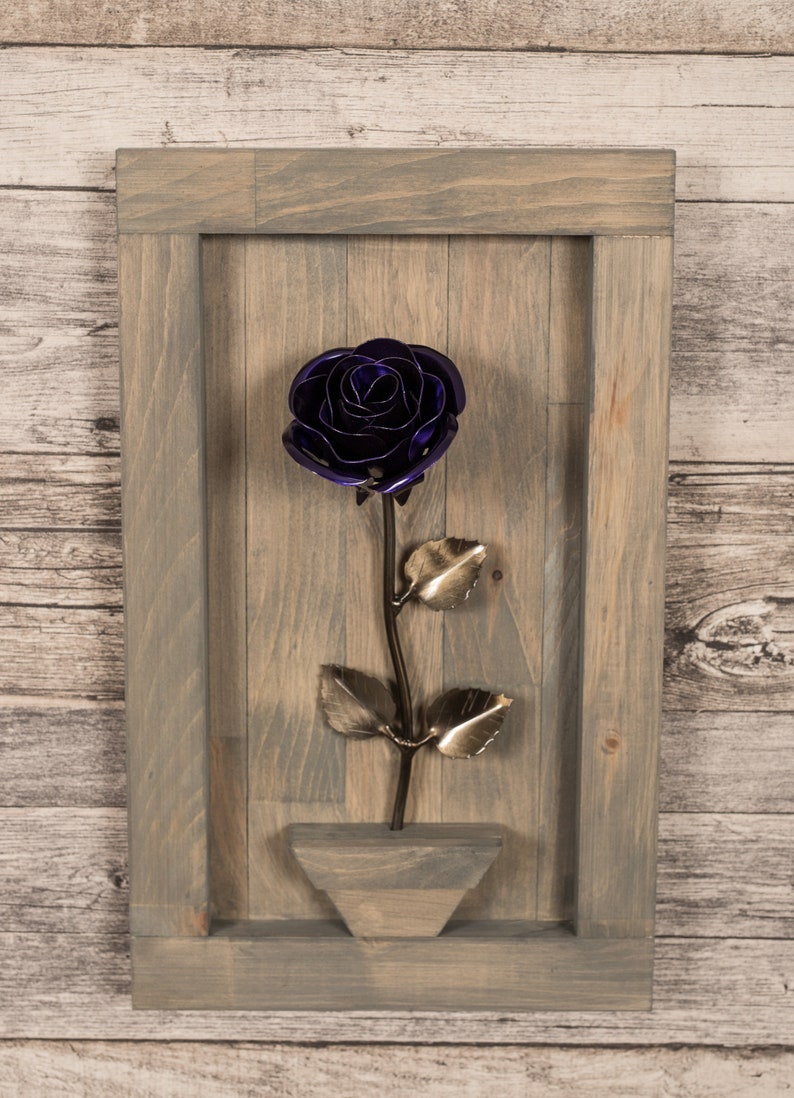 Personalized Gift Framed Purple Metal Rose for Iron 6th Anniversary image 5