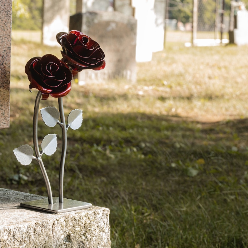 Memorial Steel Roses - Durable Cemetery Flowers to Honor Your Loved One ...