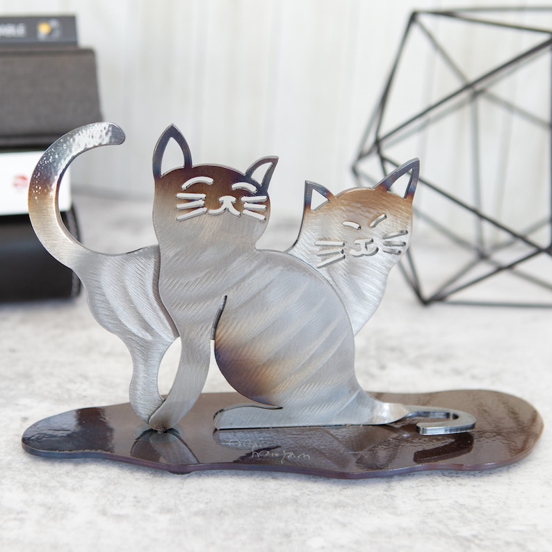 Personalized Gift Iron Cat Sculpture for Cat Memorial and Decoration image 1