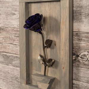 Personalized Gift Framed Purple Metal Rose for Iron 6th Anniversary image 10