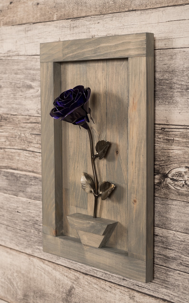 Personalized Gift Framed Purple Metal Rose for Iron 6th Anniversary image 10