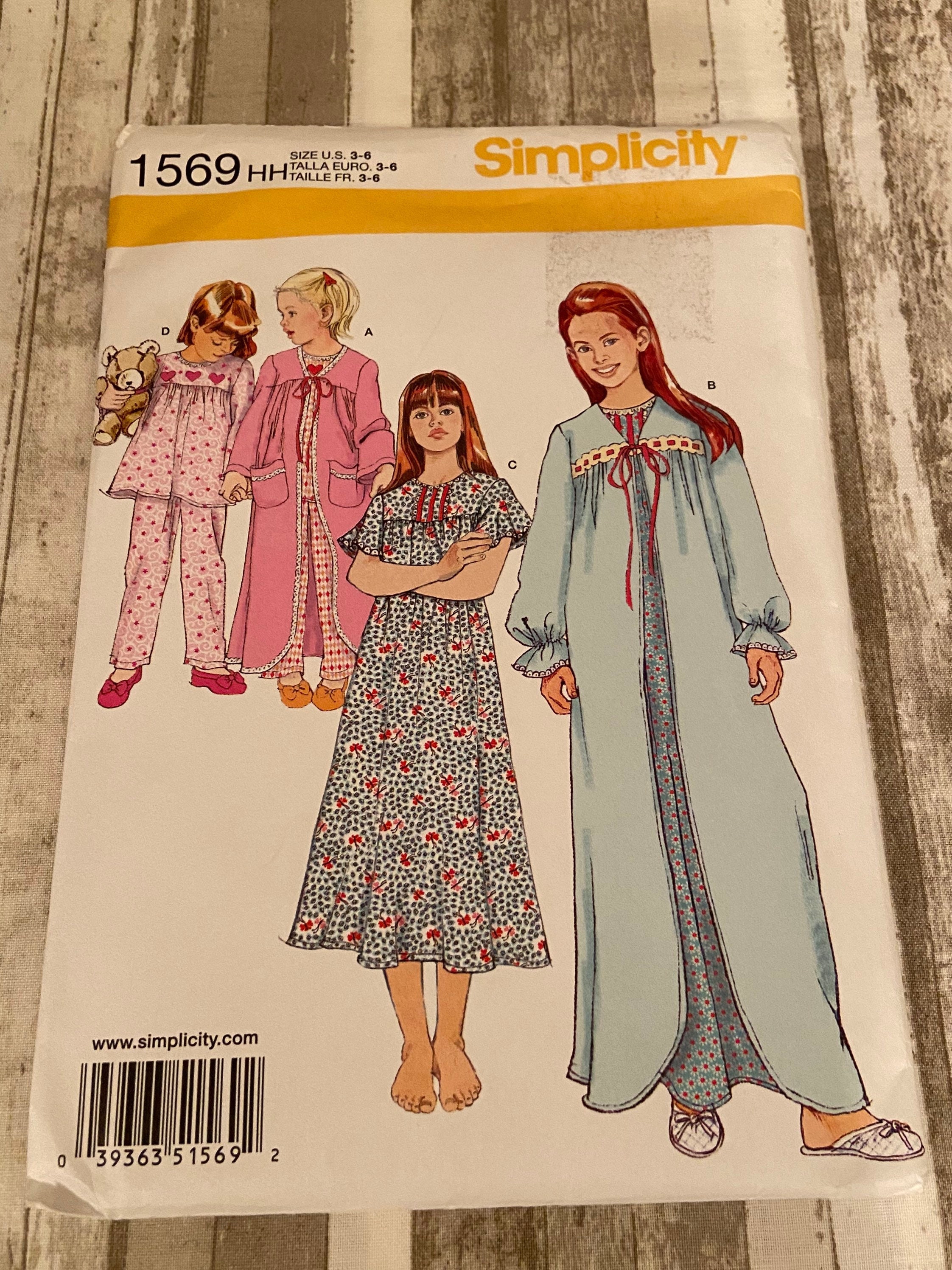 White, Size HH Paper Simplicity Sewing Pattern 1569: Childs and Girls Sleepwear 3-4-5-6