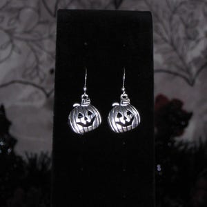 Silver Pumpkin Earrings, Halloween Costume Jewelry