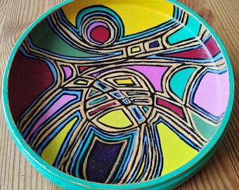 Round bowl - 16 cm, decorative - intensively colored - series "hompepART" - 17 -