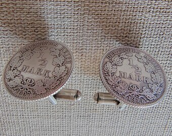 Cufflinks - Silver - 1/2 Mark German Reich - 1907, 1914