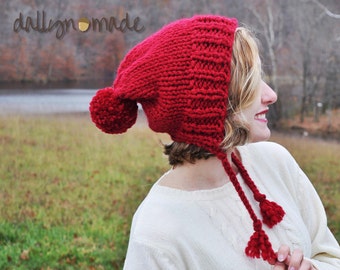 Chunky Knit Hat, Boho, Winter Accessory, Gift for Her, Womens Accessory, Earflap Hat, Pom Pom Hat