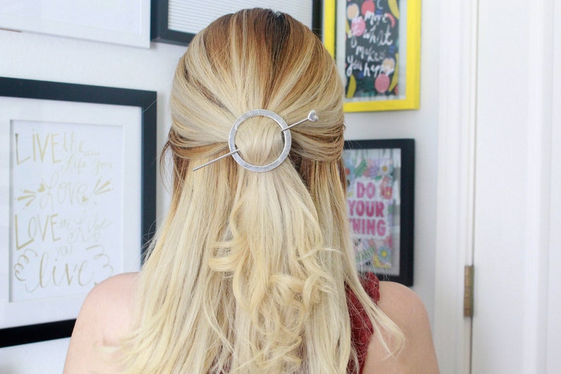 Hoop Hair Clip Silver Hair Clip Barrette Hair Stick And Etsy