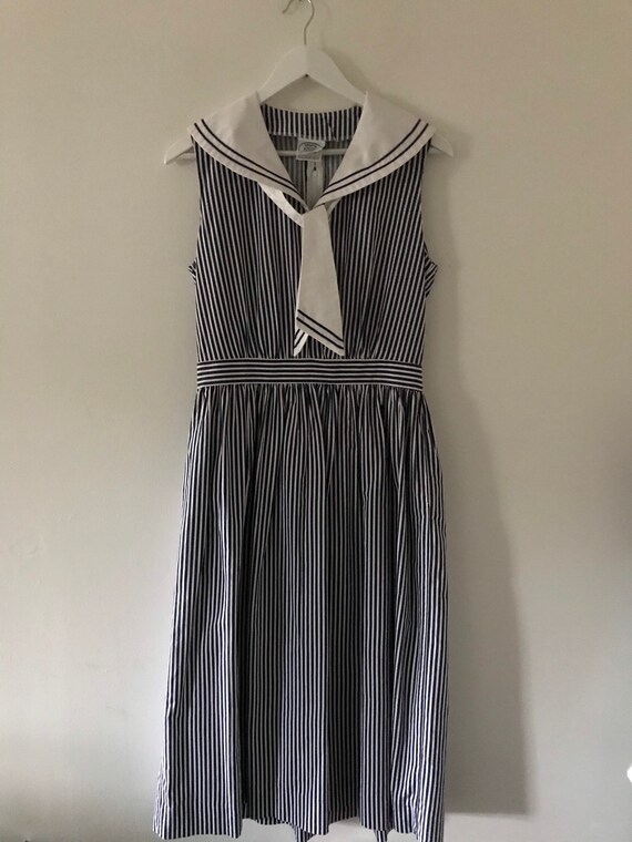 Laura Ashley vintage blue and white stripe nautica