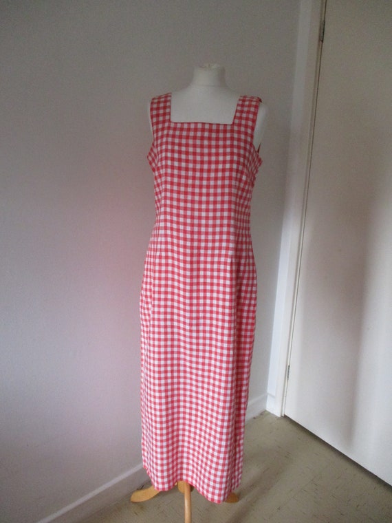 Laura Ashley vintage red gingham sleeveless dress