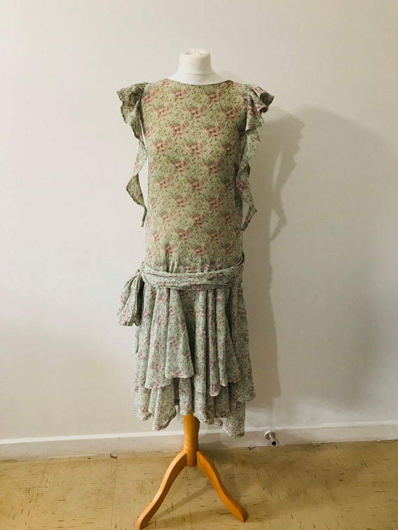 Droopy & Browns 20s style flapper dress 1980s flor