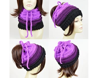 Ursula Ponytail Hat Scarf Knit Hat Ursula Beanie Sea Witch Costume Ursula Octopus Hat Beanie Ursula Tentacle Beanie Tentacle Hat