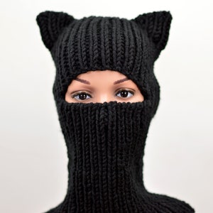 Cat Ear Balaclava Winter Animal Hood Cat Ear Beanie Hat Scarf Cat Balaclava With Ears Cat Beanie Cat Mask Custom Knit Hat Cat Balaclava