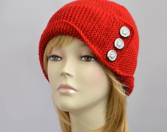Modello di cappello lavorato a maglia // Modello di cappello Robin Hood Modello di cappello da donna Mütze Stricken Anleitung Accessori da donna Modello di cappello di Robin invernale