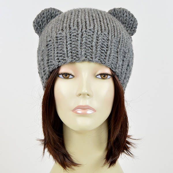 Bear Hat Pattern // Bear Beanie Pattern, Bear Ear Beanie Knit Hat Animal Hat Beanie with Ears Bonnet Femme Pattern Bear Ear Hat