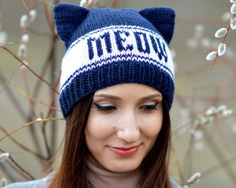 Custom Embroidered Hats With Cat Ears Handmade Cat Ear Beanie Custom Hat Cat Beanie Personalized Hat Cat Hat Name Hat Custom Text