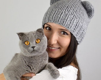 Lop-eared Cat Ear Beanie Cat Hat Scottish Fold Flap-eared Cute Hat