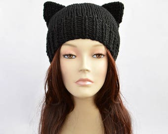 Cat Hat Knitting Pattern // Womens Knit Hat Pattern, Pattern PDF, Cat Hat Pattern, Cat Ear Beanie, Cat Ears Ear Hat, Cat Beanie Bonnet Femme