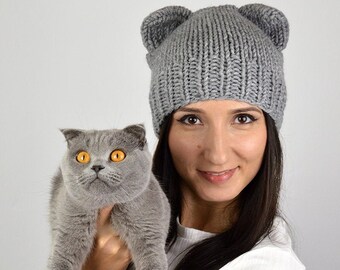 Lop-eared Cat Ear Beanie Cat Hat Scottish Fold Flap-eared Cute Hat